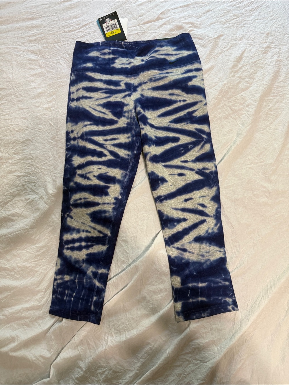 Nike Navy and White Tie-Dye capri Leggings